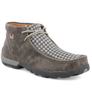 Twisted X Mens Driving Moc Woven Grey Leather Chukka Boots